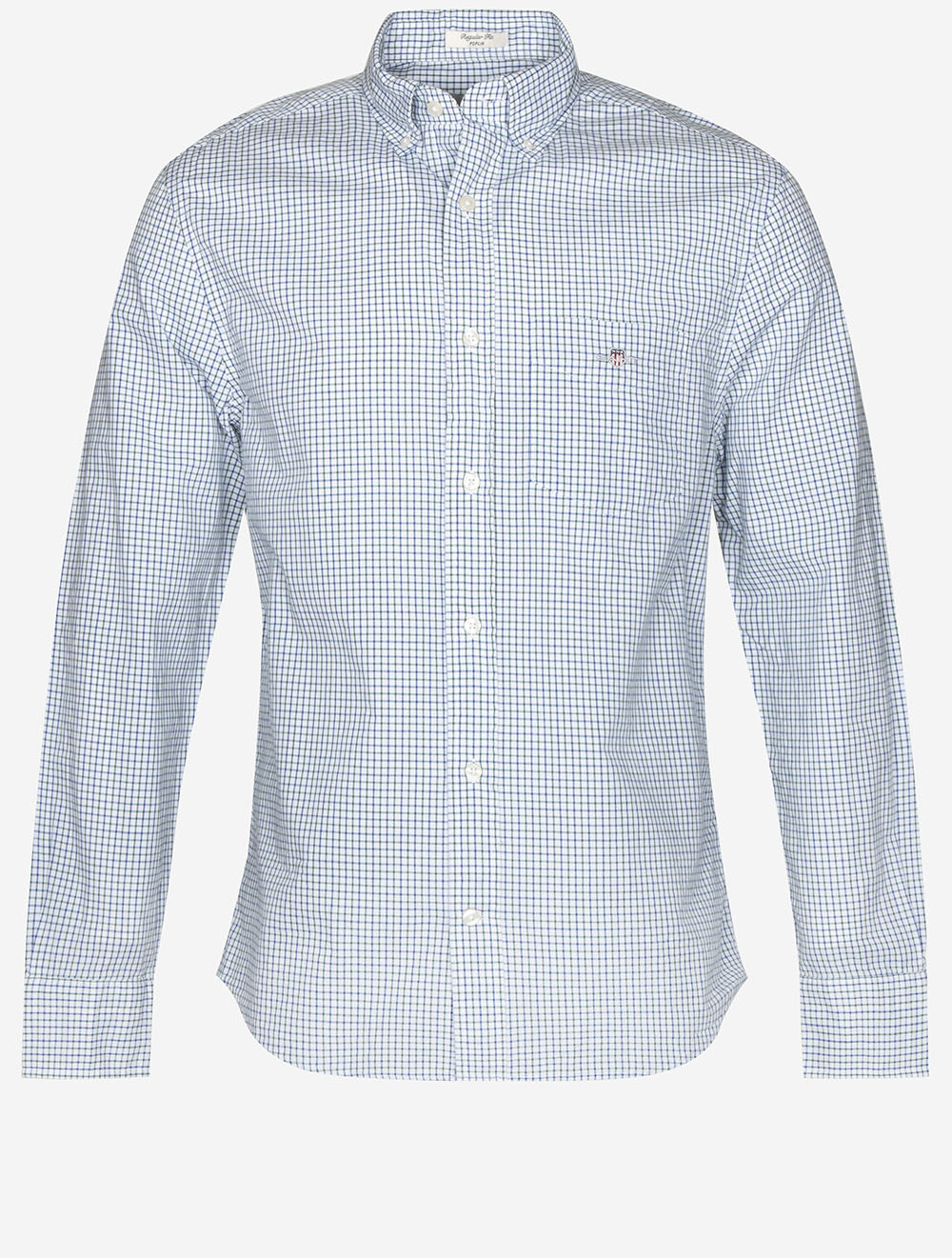 Regular Fit Micro Checked Classic Poplin Shirt Forest Green