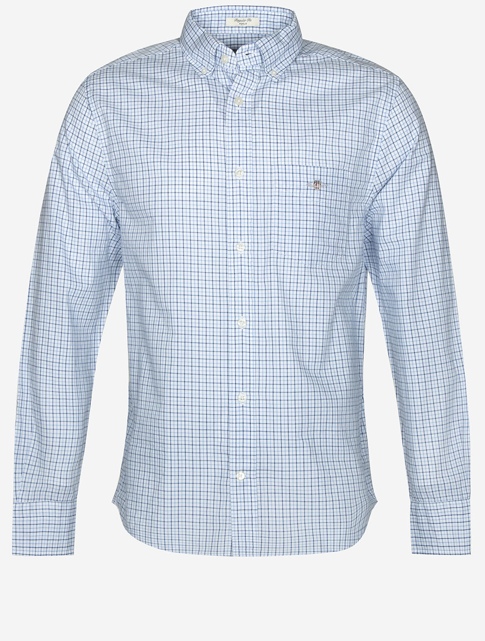 Regular Fit Micro Checked Classic Poplin Shirt Clear Sky