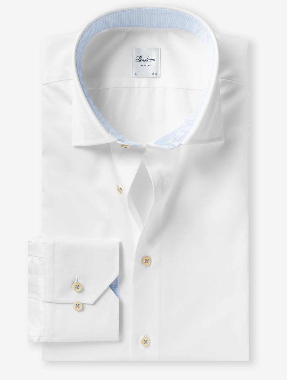 Regular Plain Shirt with Inlay White