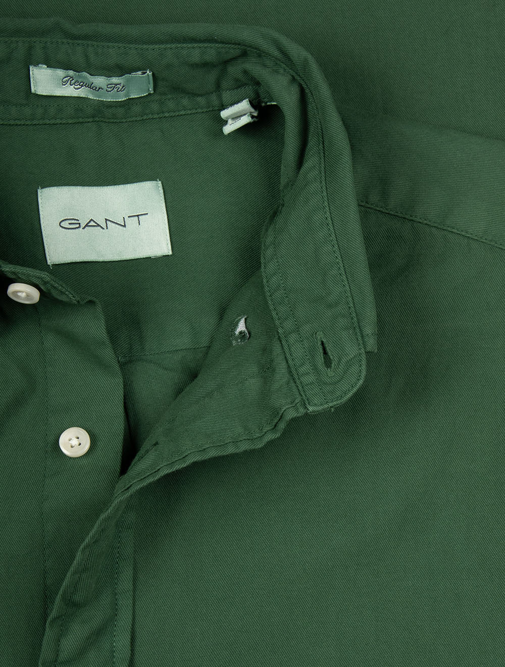 Regular Fit Dyed Twill Shirt Forest Green