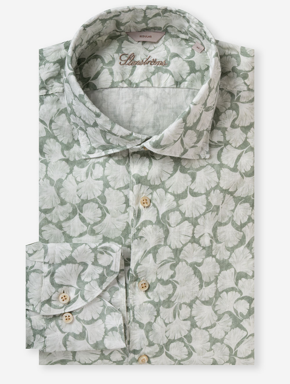 Floral Linen Shirt Racing Green