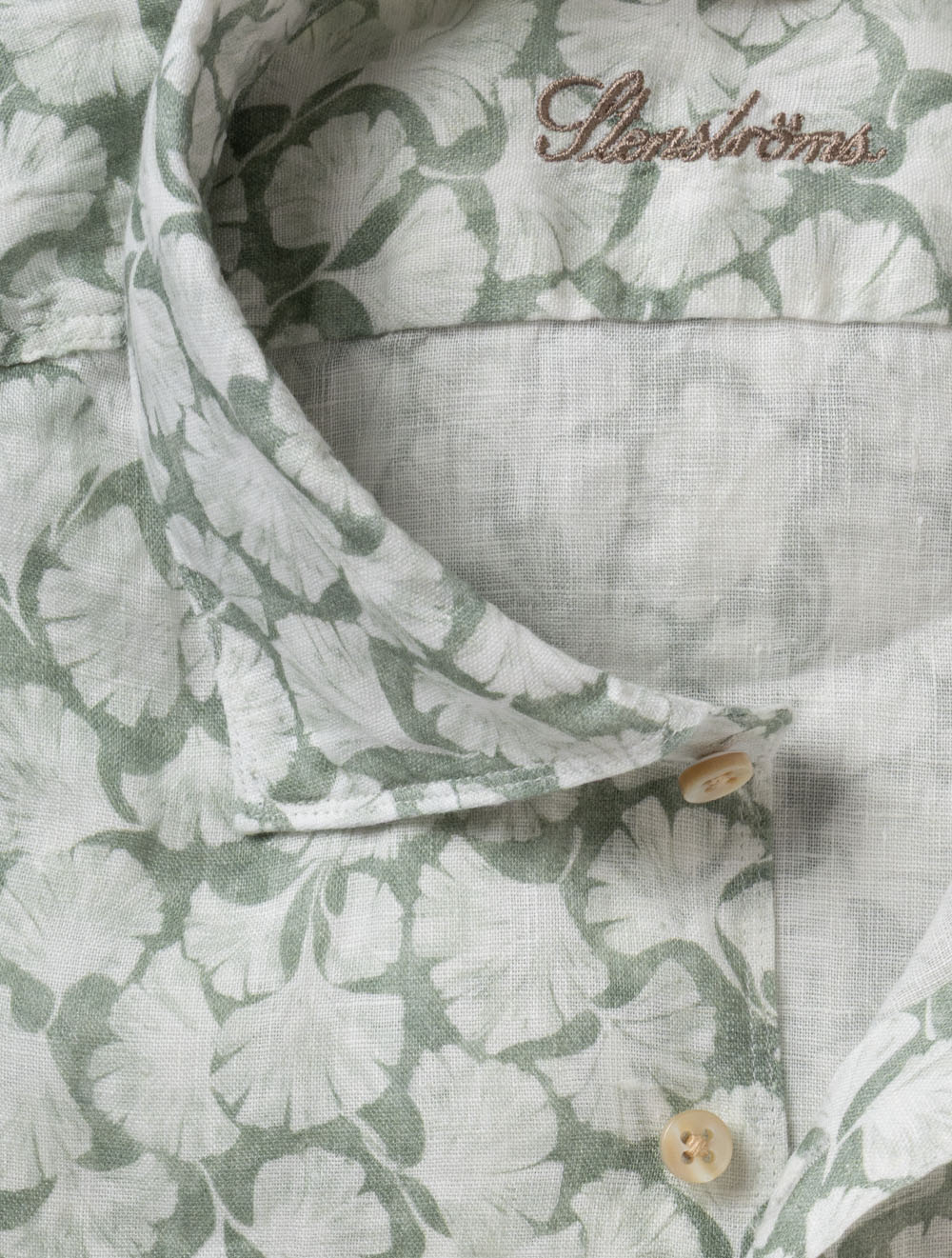 Floral Linen Shirt Racing Green