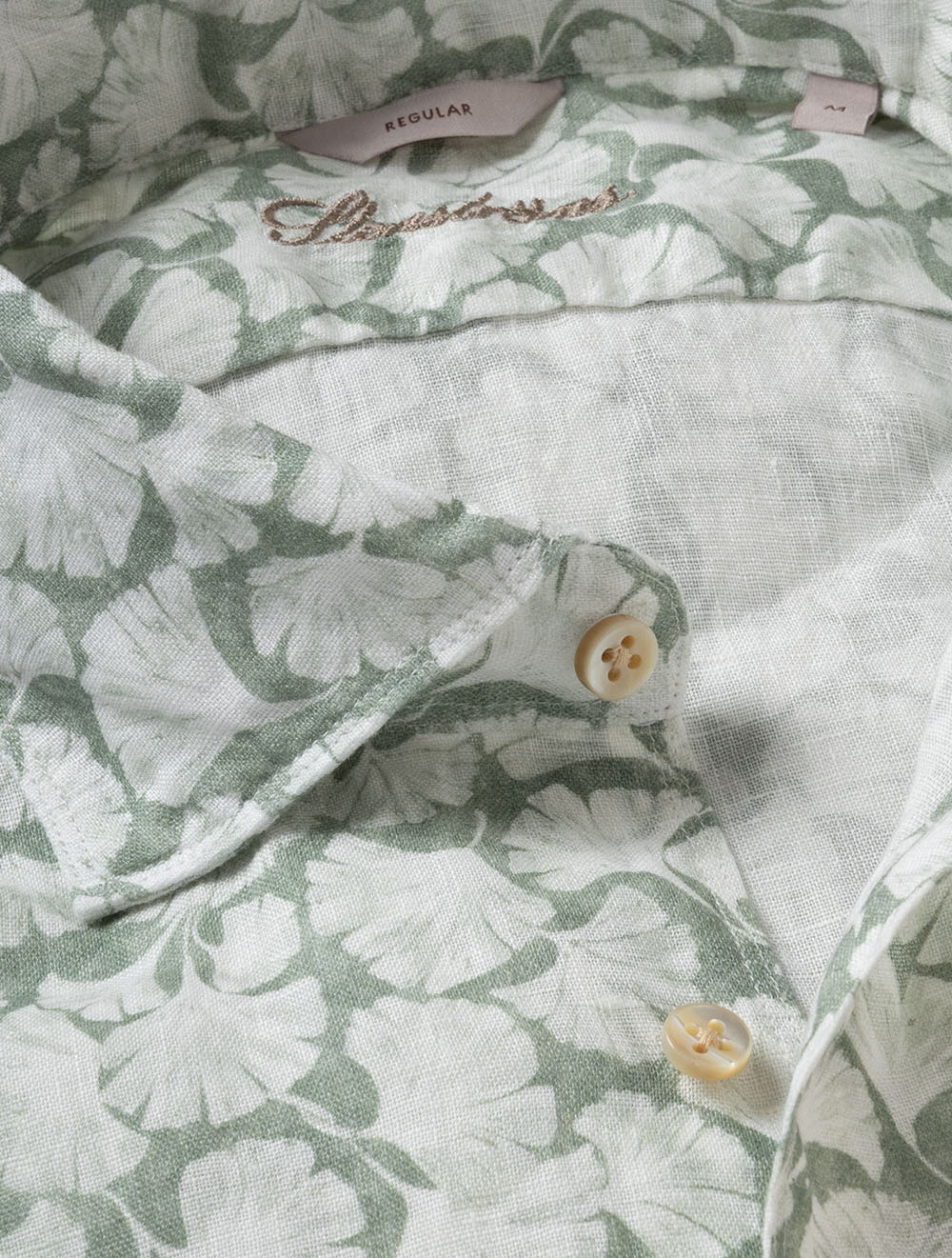 Floral Linen Shirt Racing Green