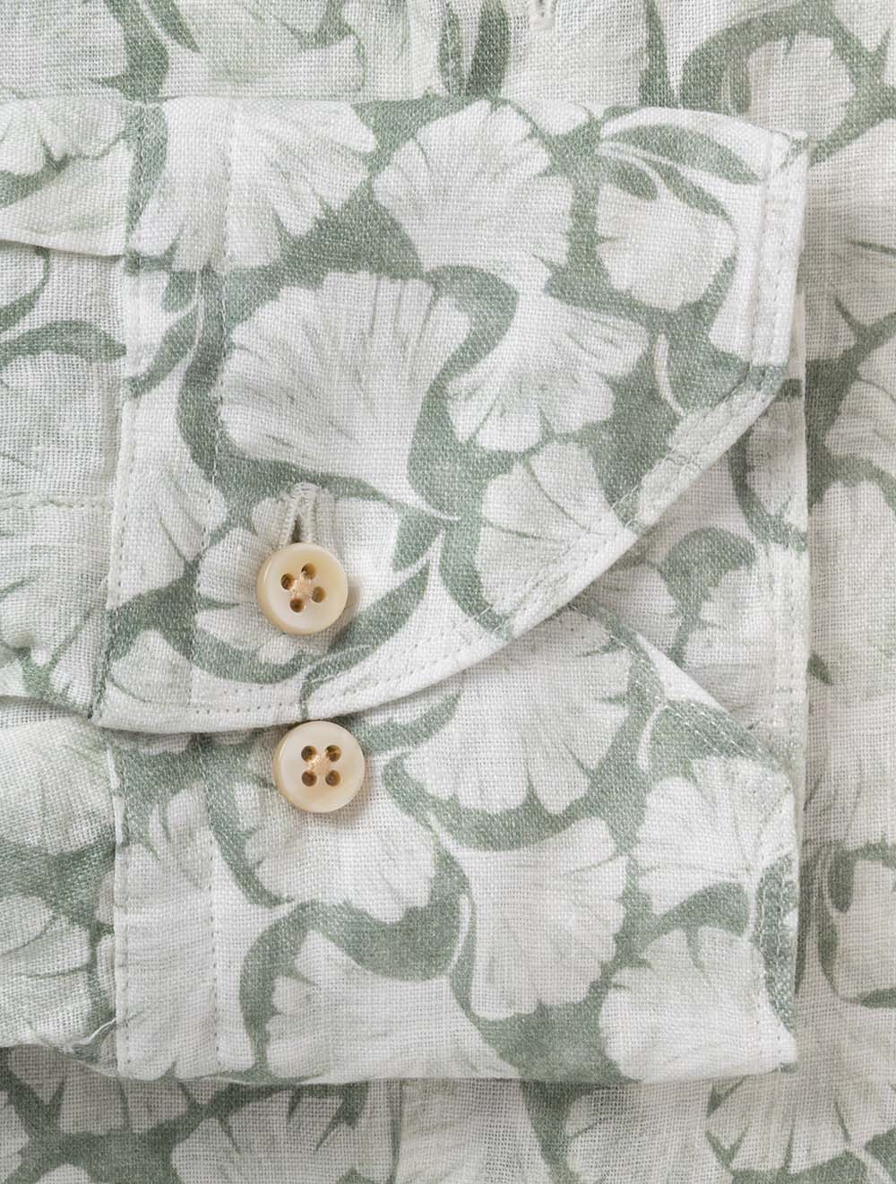 Floral Linen Shirt Racing Green