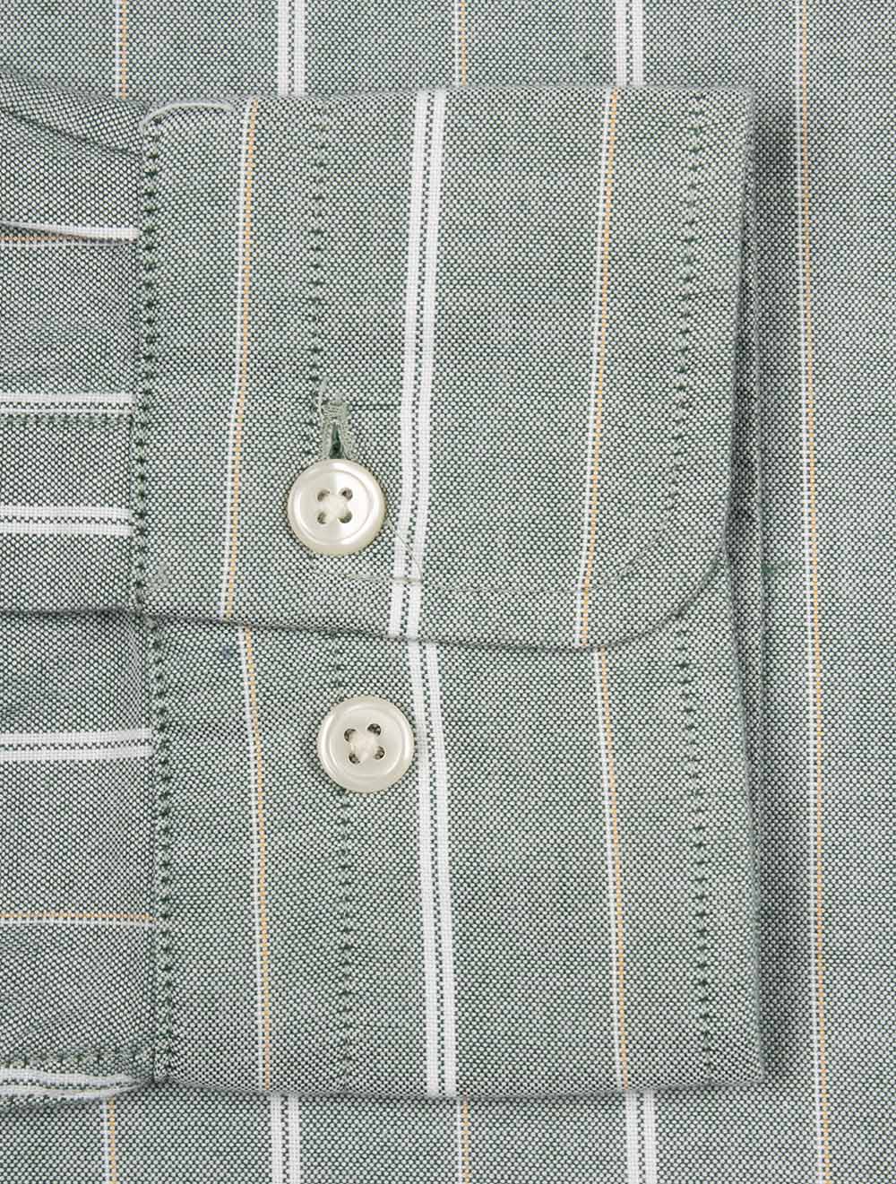 Regular Fit Striped Classic Oxford Shirt Forest Green