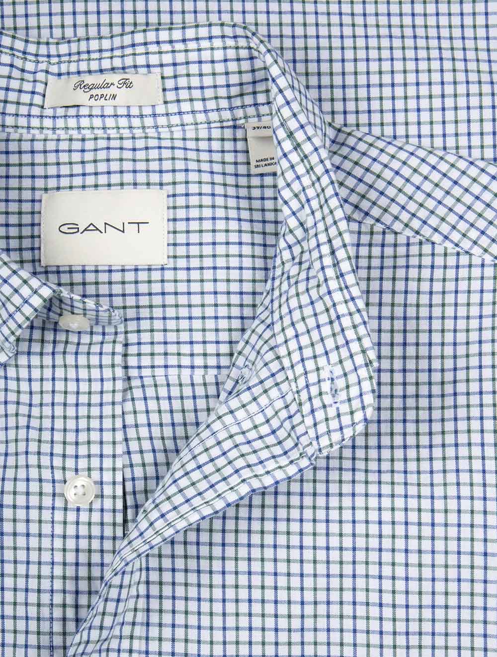 Regular Fit Micro Checked Classic Poplin Shirt Forest Green