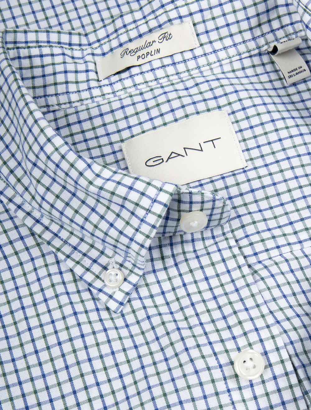 Regular Fit Micro Checked Classic Poplin Shirt Forest Green