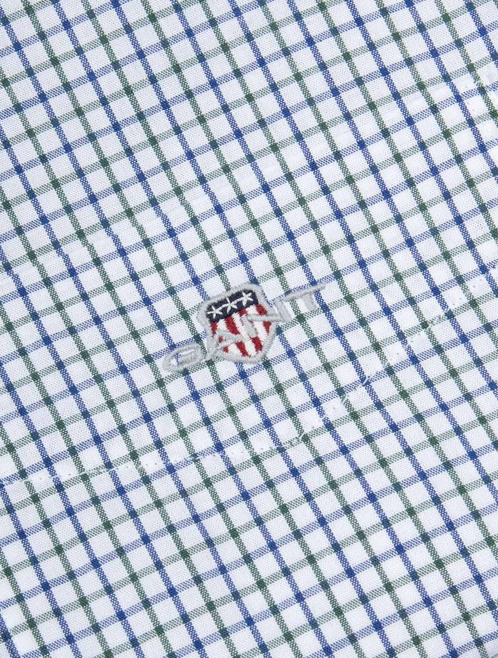 Regular Fit Micro Checked Classic Poplin Shirt Forest Green