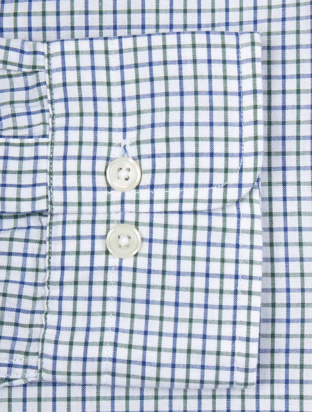 Regular Fit Micro Checked Classic Poplin Shirt Forest Green