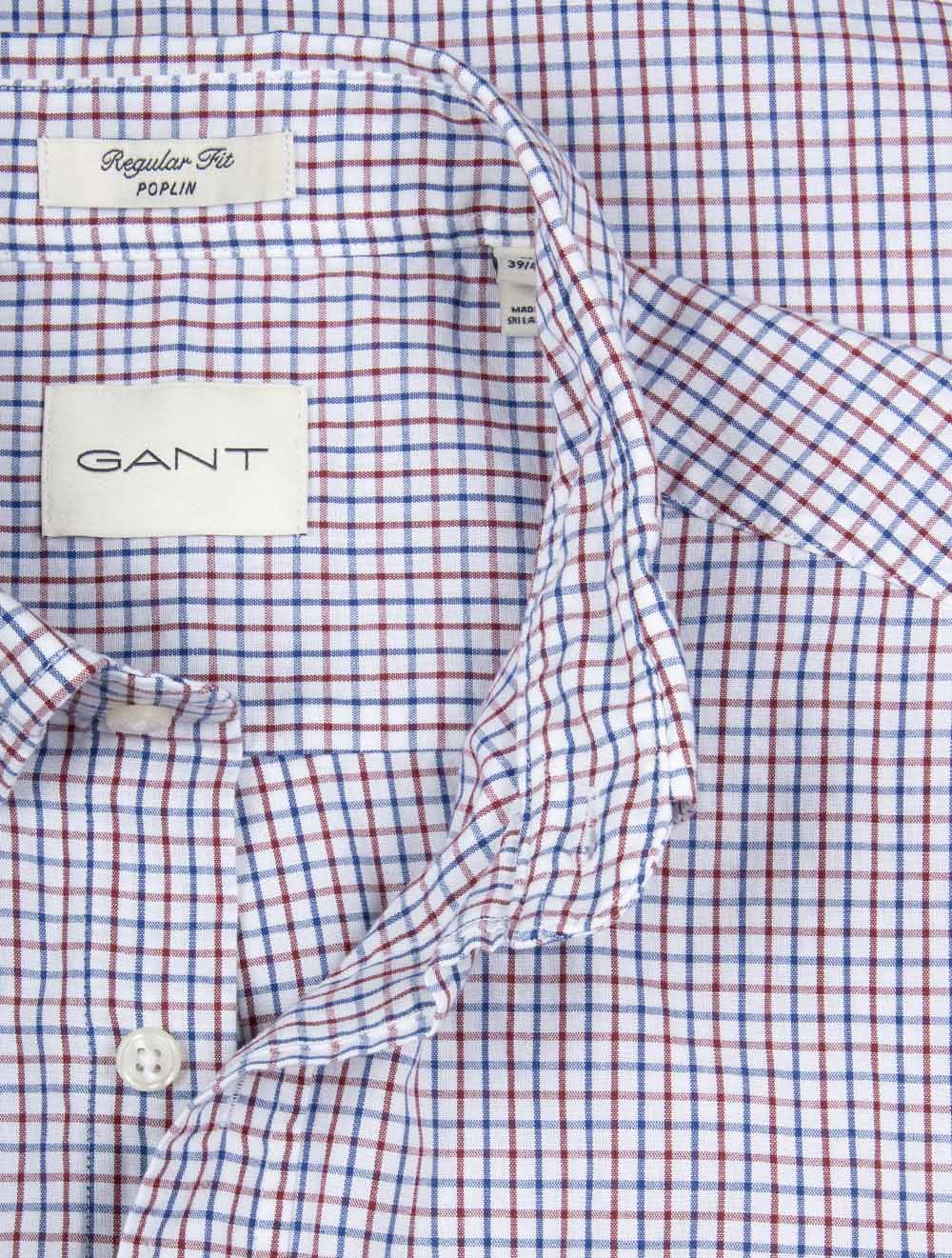 Regular Fit Micro Checked Classic Poplin Shirt Plumped Red