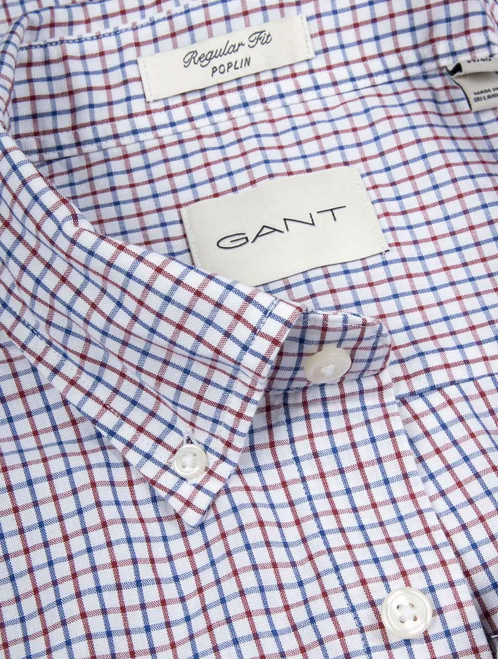 Regular Fit Micro Checked Classic Poplin Shirt Plumped Red