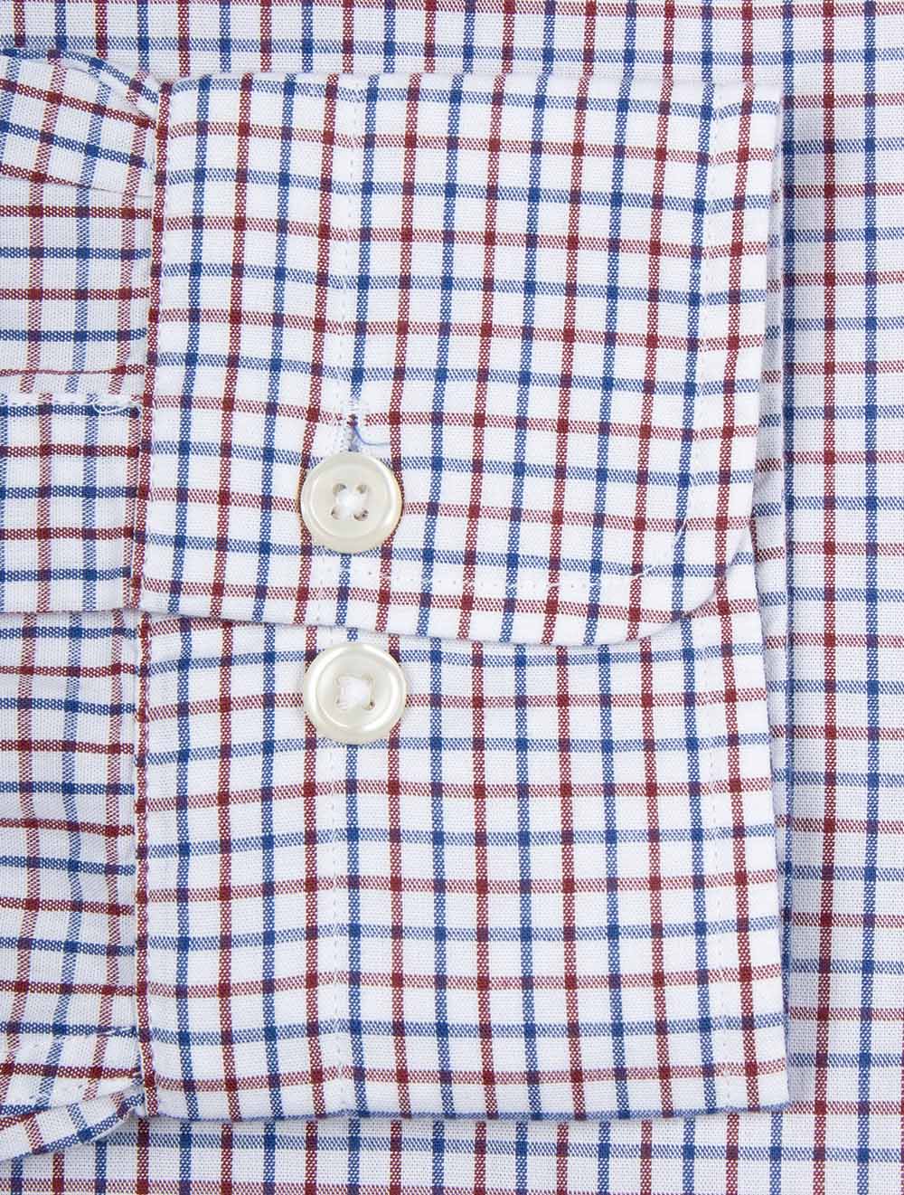 Regular Fit Micro Checked Classic Poplin Shirt Plumped Red