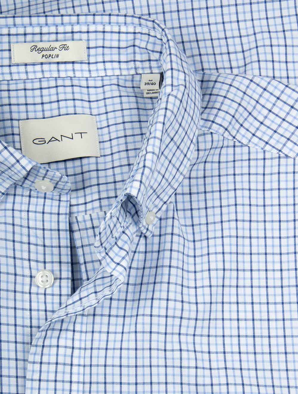 Regular Fit Micro Checked Classic Poplin Shirt Clear Sky