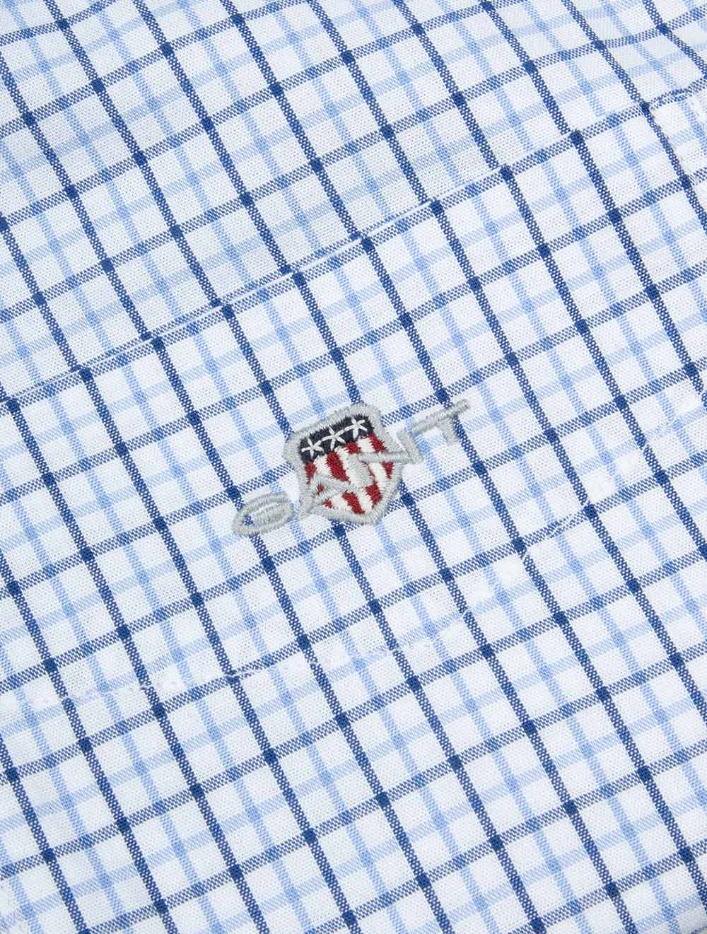 Regular Fit Micro Checked Classic Poplin Shirt Clear Sky