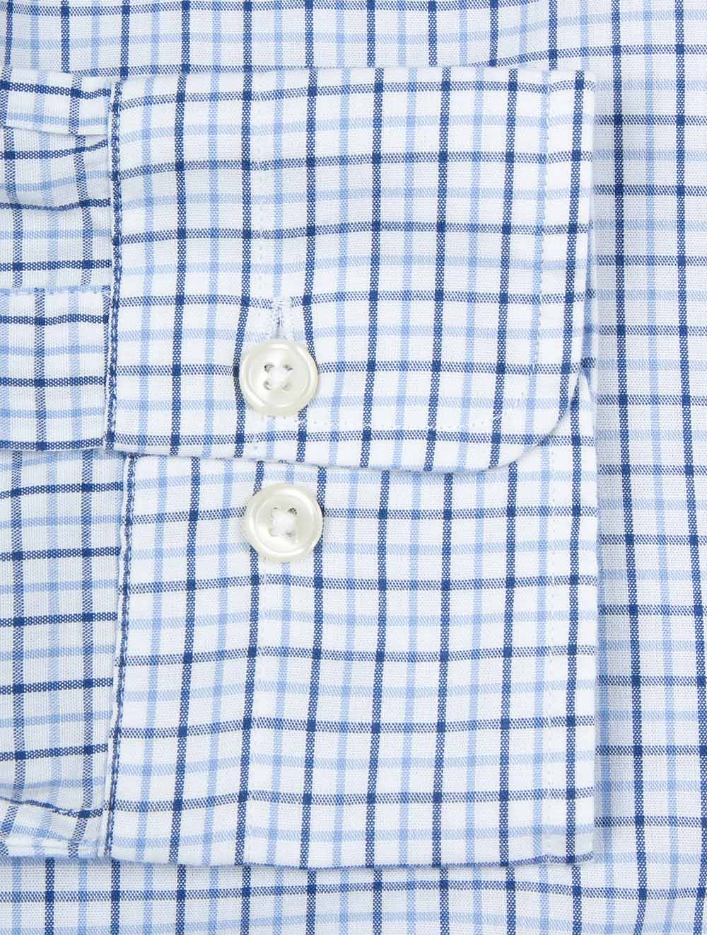 Regular Fit Micro Checked Classic Poplin Shirt Clear Sky