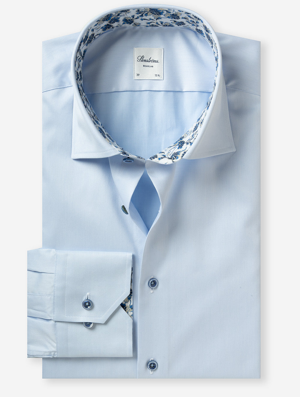 Regular Plain Shirt with Inlay Blue