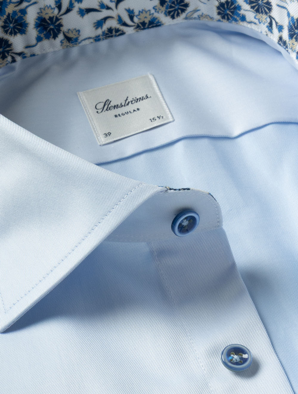 Regular Plain Shirt with Inlay Blue