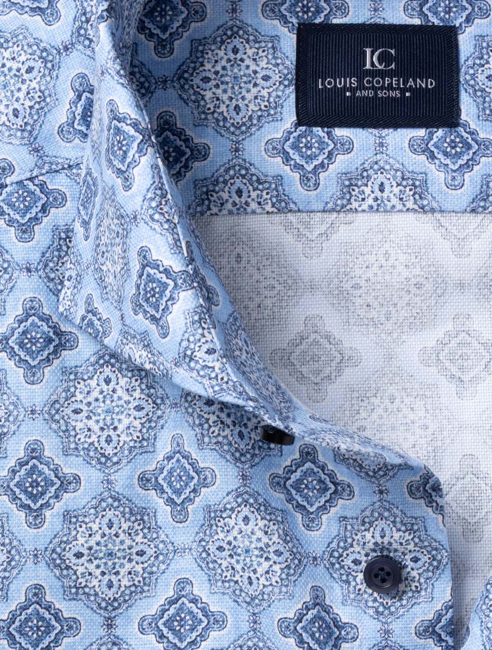 Medallion Pattern Casual Shirt Blue