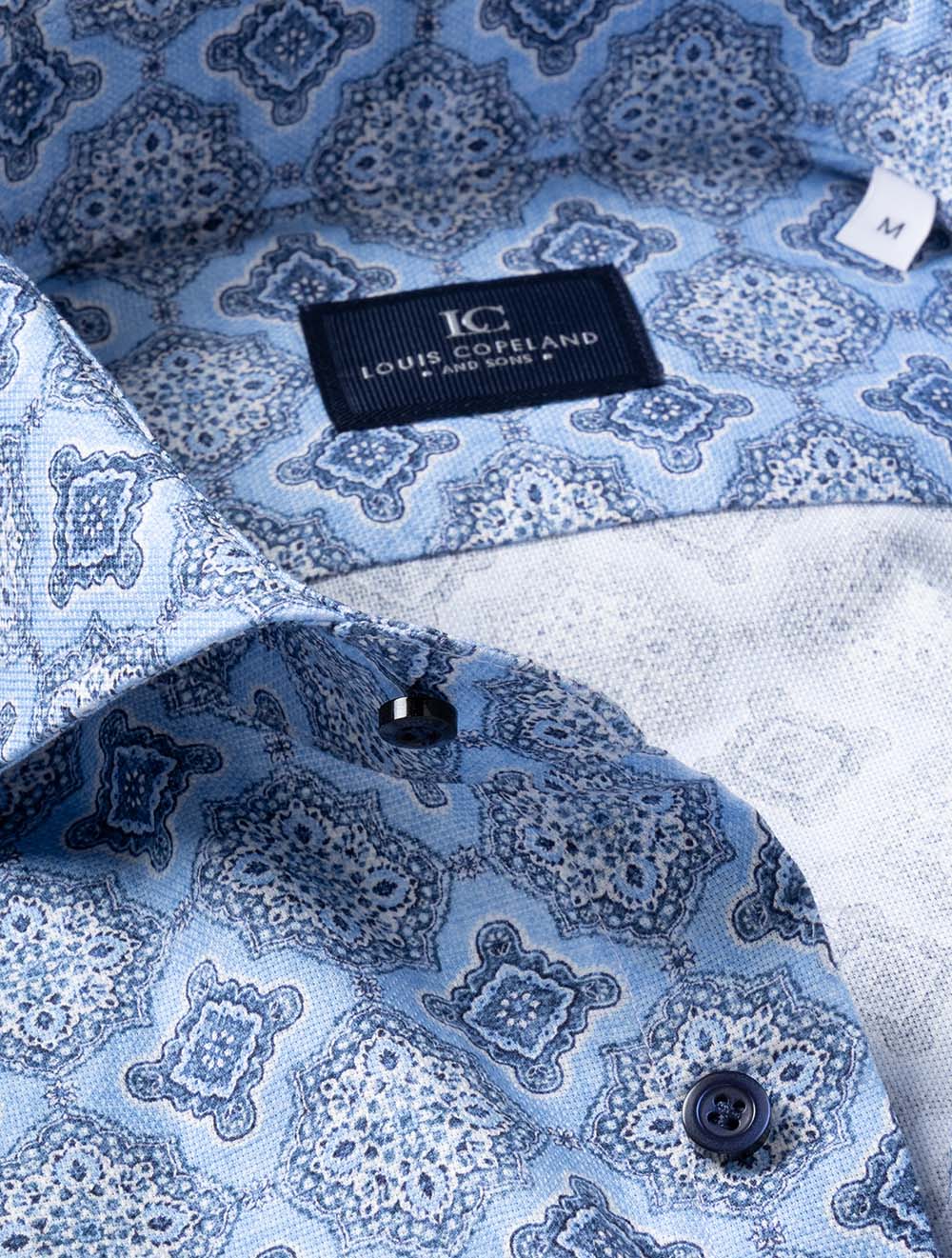 Medallion Pattern Casual Shirt Blue