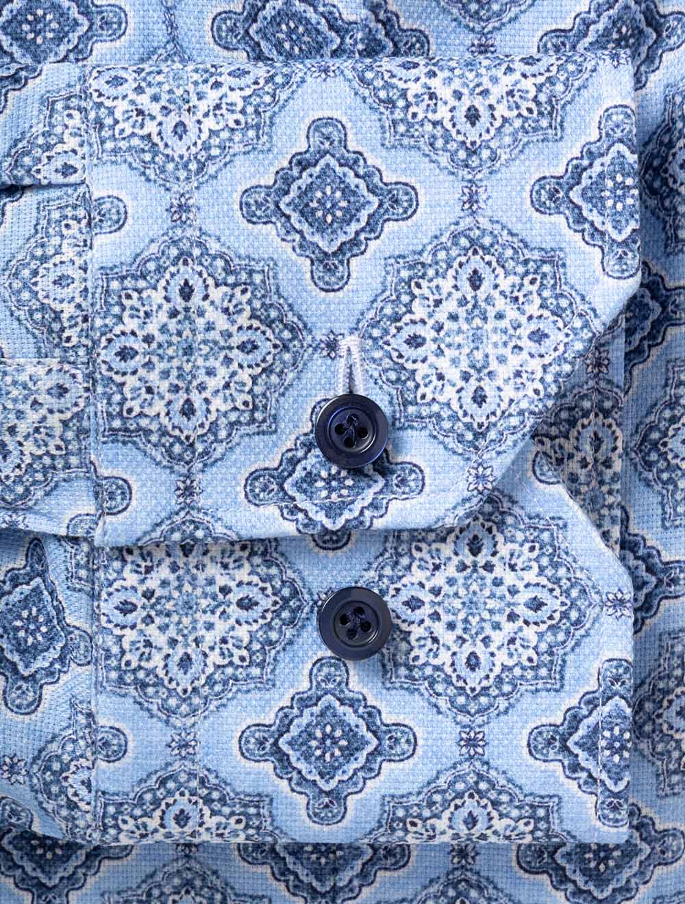 Medallion Pattern Casual Shirt Blue