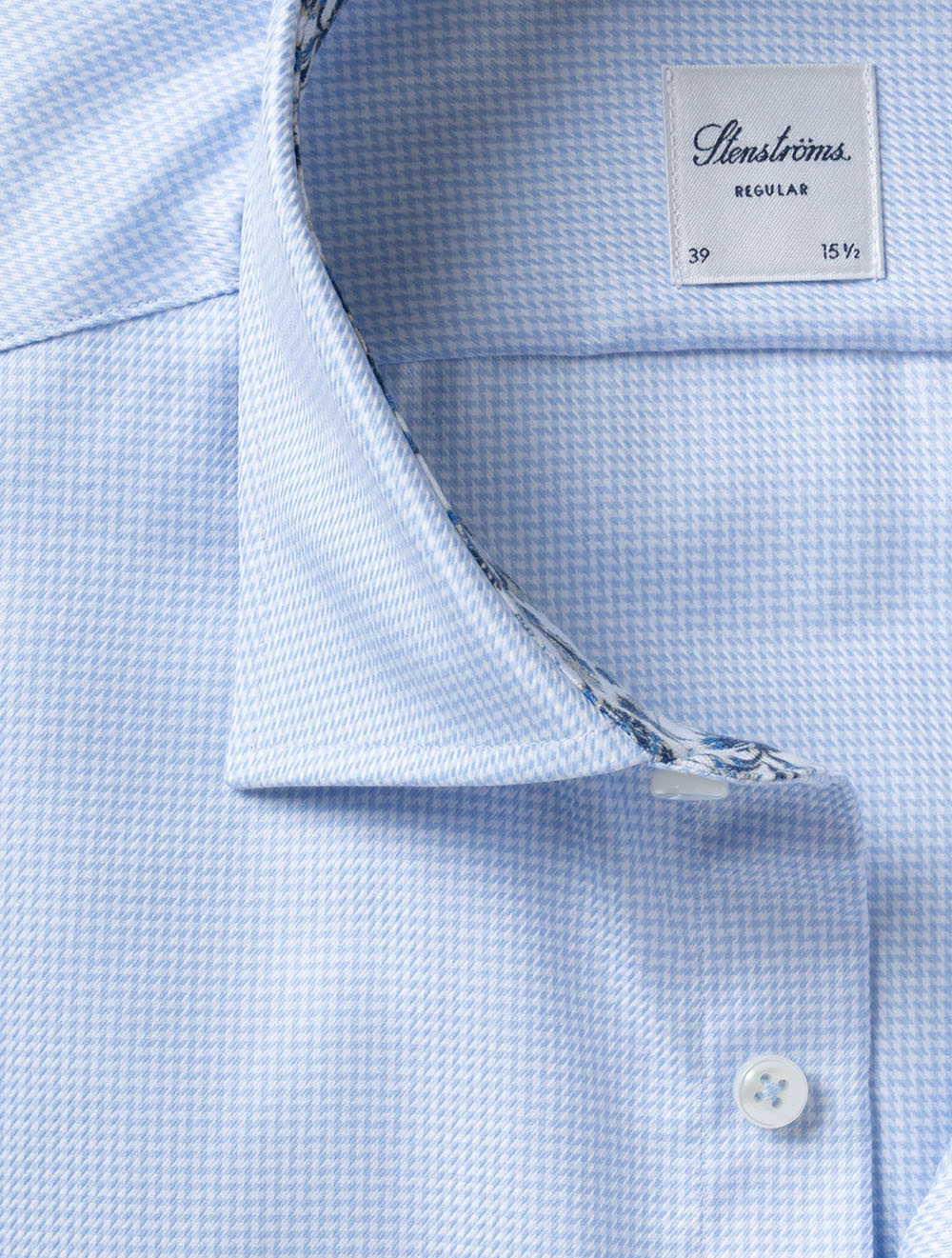 Regular Puppytooth Shirt with Inlay Blue