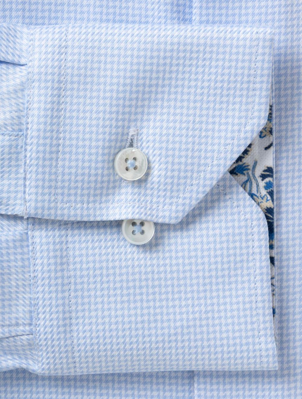 Regular Puppytooth Shirt with Inlay Blue