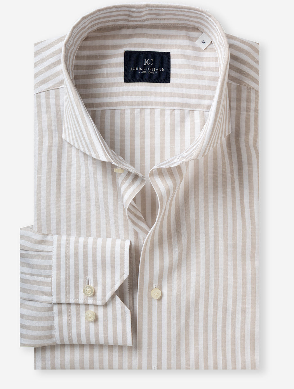 Barstripe Cotton Linen Shirt Beige