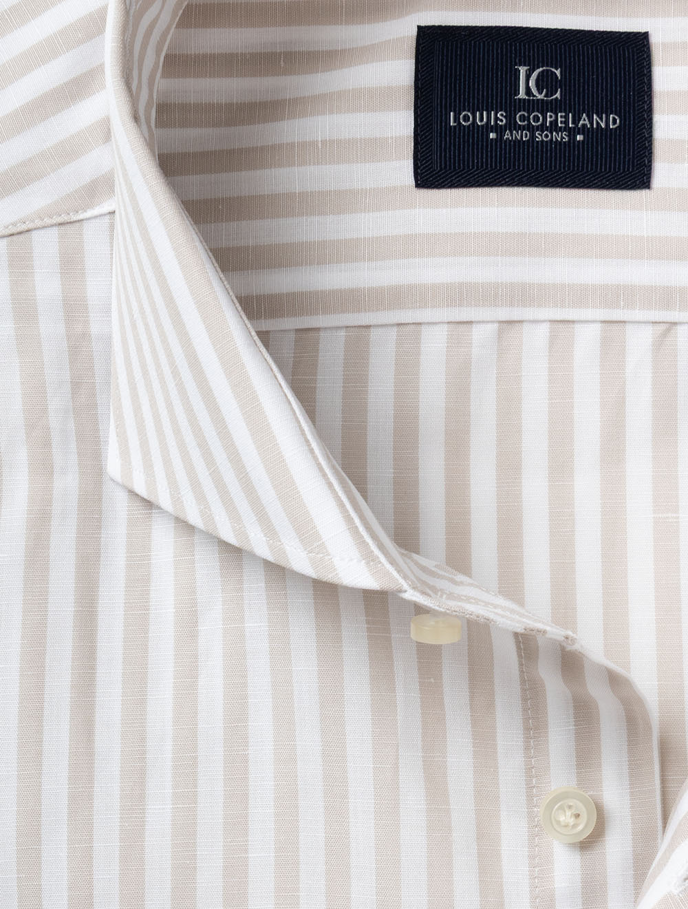 Barstripe Cotton Linen Shirt Beige