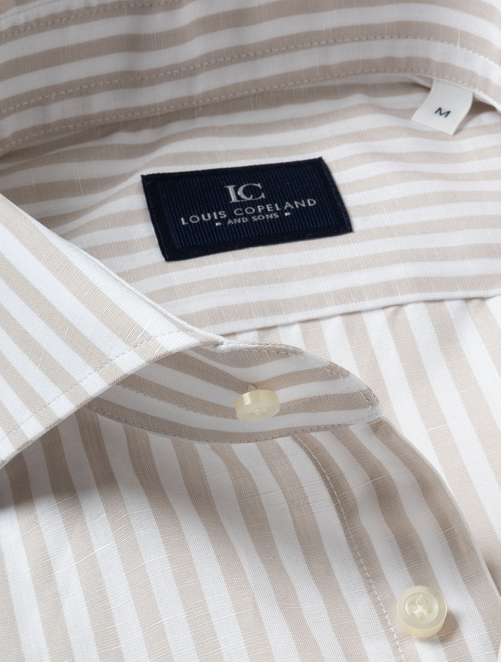 Barstripe Cotton Linen Shirt Beige