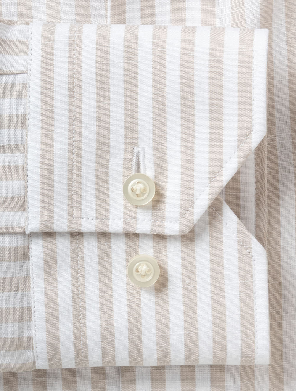 Barstripe Cotton Linen Shirt Beige