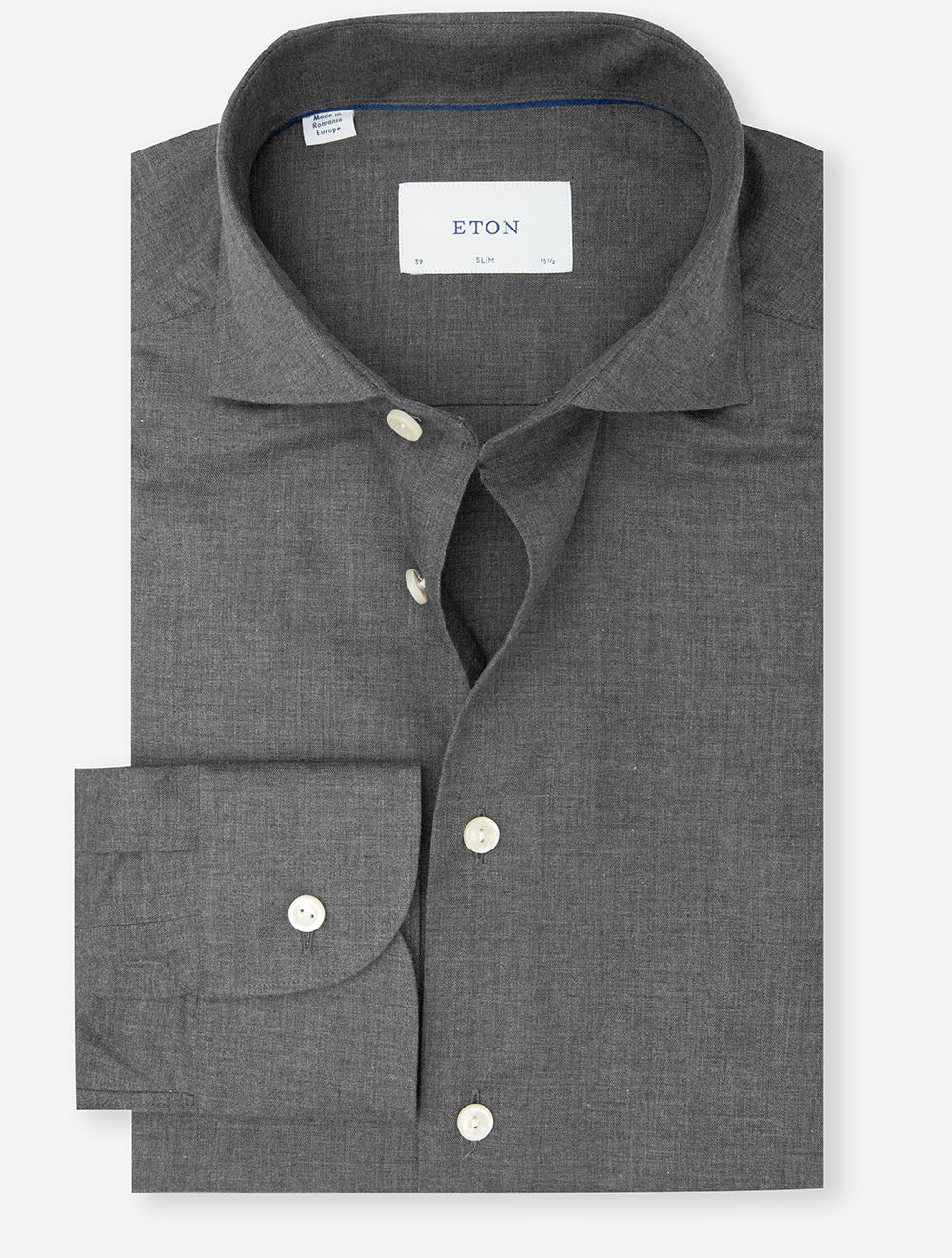 Slim Fit Herringbone Shirt Grey