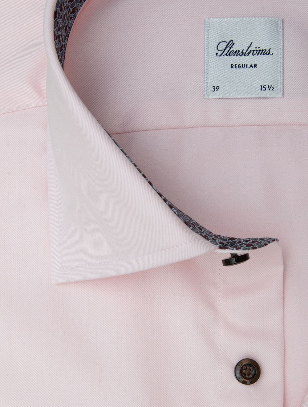 Regular Plain Pink Shirt with Patterned Inlay Pink