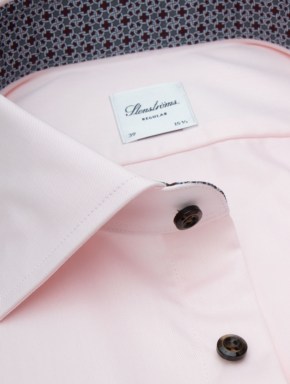 Regular Plain Pink Shirt with Patterned Inlay Pink