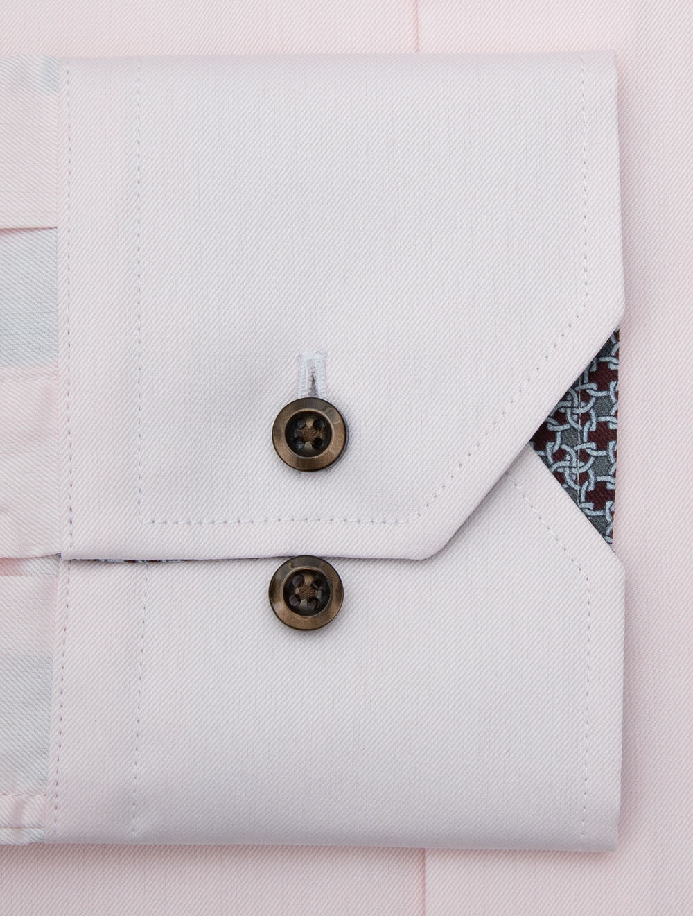 Regular Plain Pink Shirt with Patterned Inlay Pink