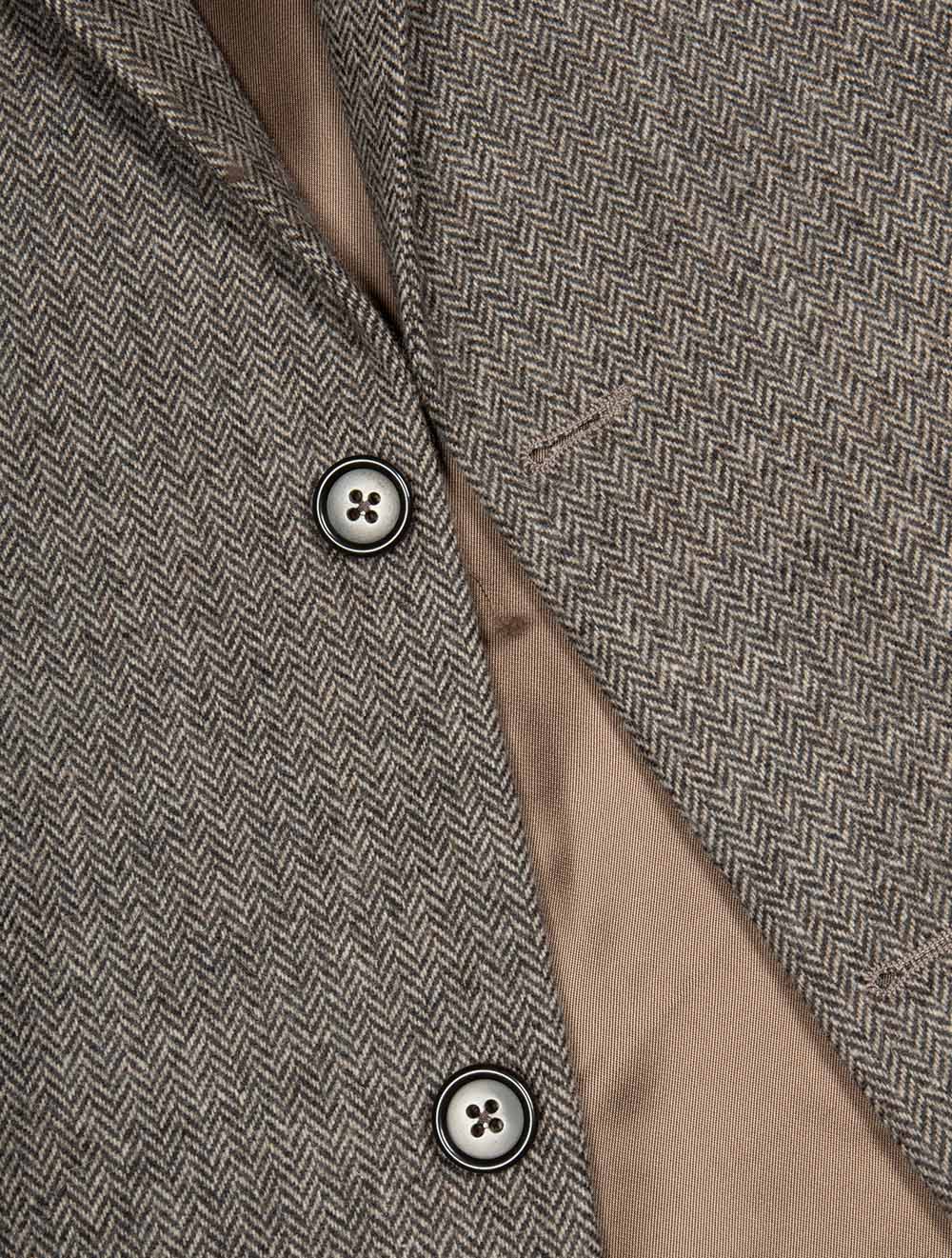 Flannel Herringbone Suit Jacket Deep Brown