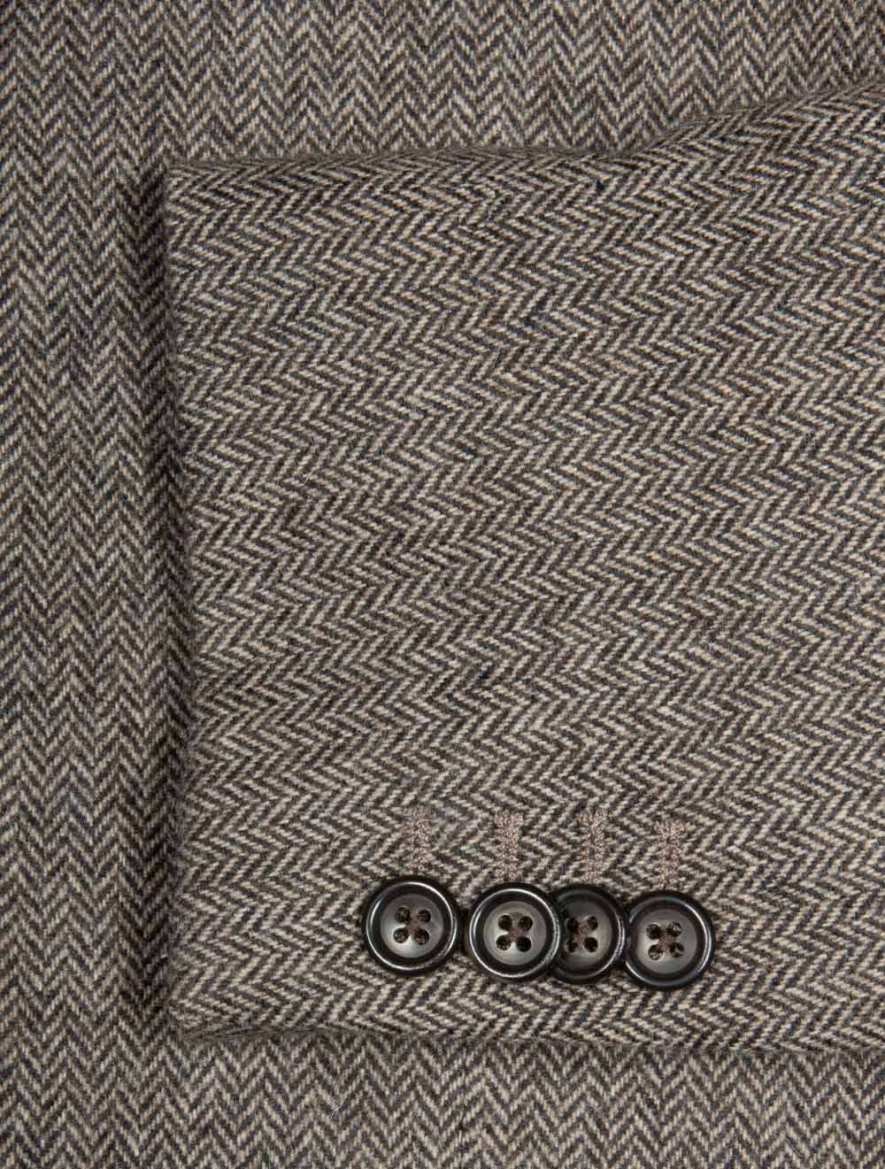 Flannel Herringbone Suit Jacket Deep Brown