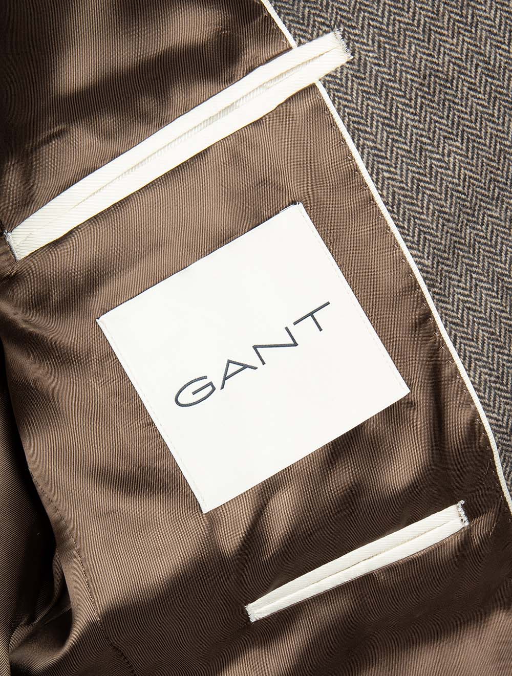 Flannel Herringbone Suit Jacket Deep Brown