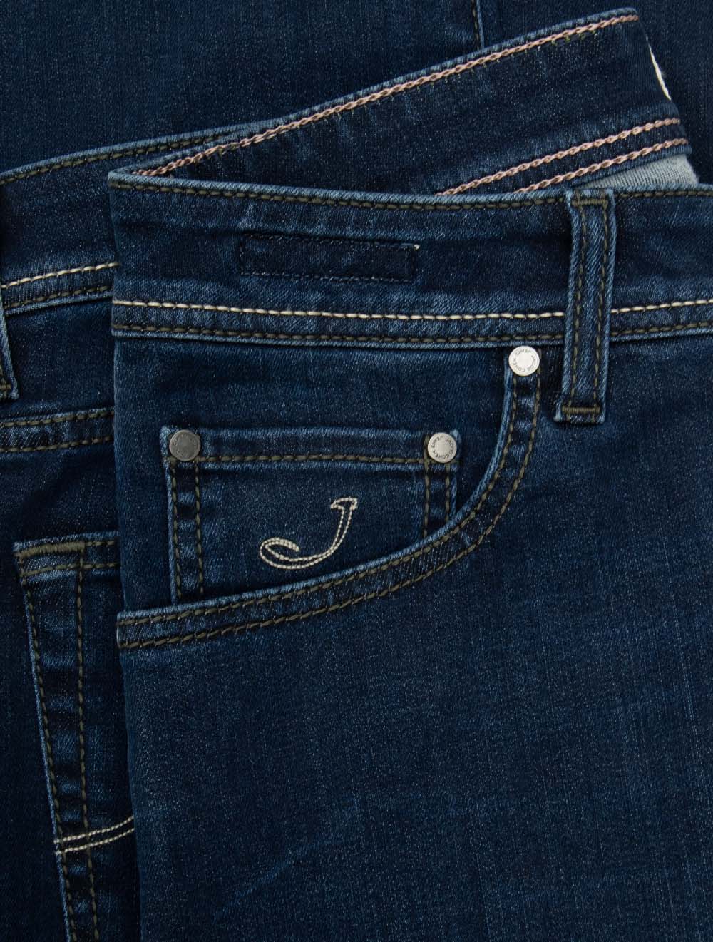 Nick Slim Fit Jeans Denim Striped Badge Blue