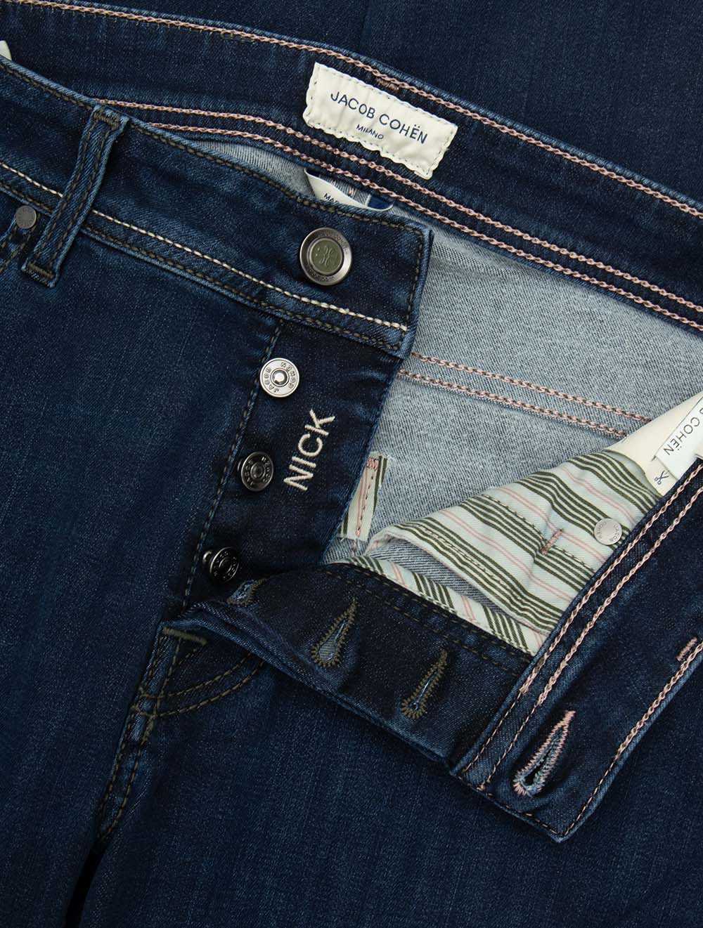Nick Slim Fit Jeans Denim Striped Badge Blue