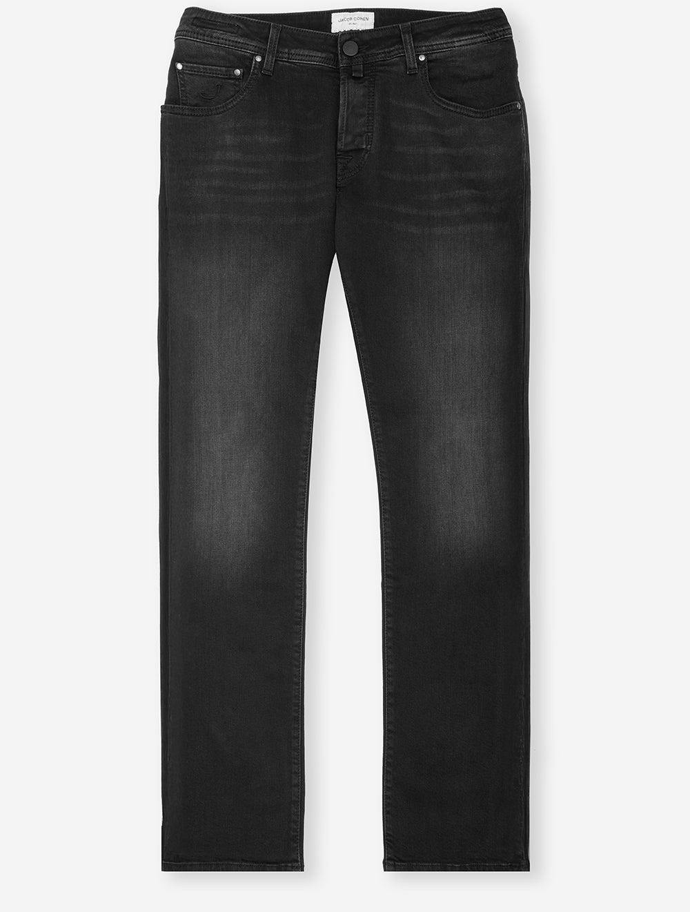 Nick Slim Fit Denim Black Leather Badge Jeans Black