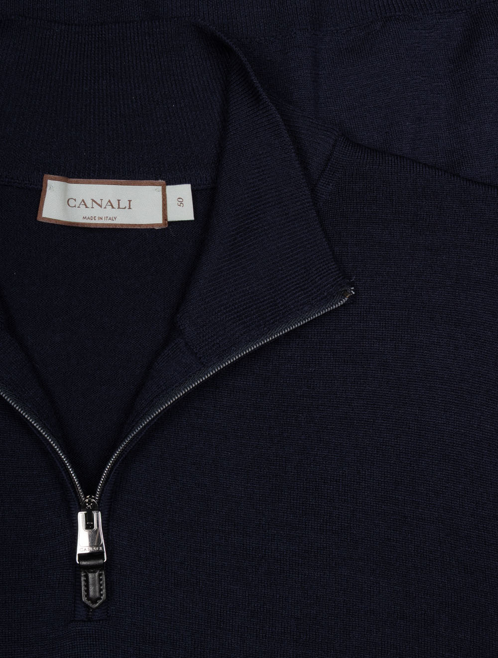 Canali Pure Wool Half Zip Navy