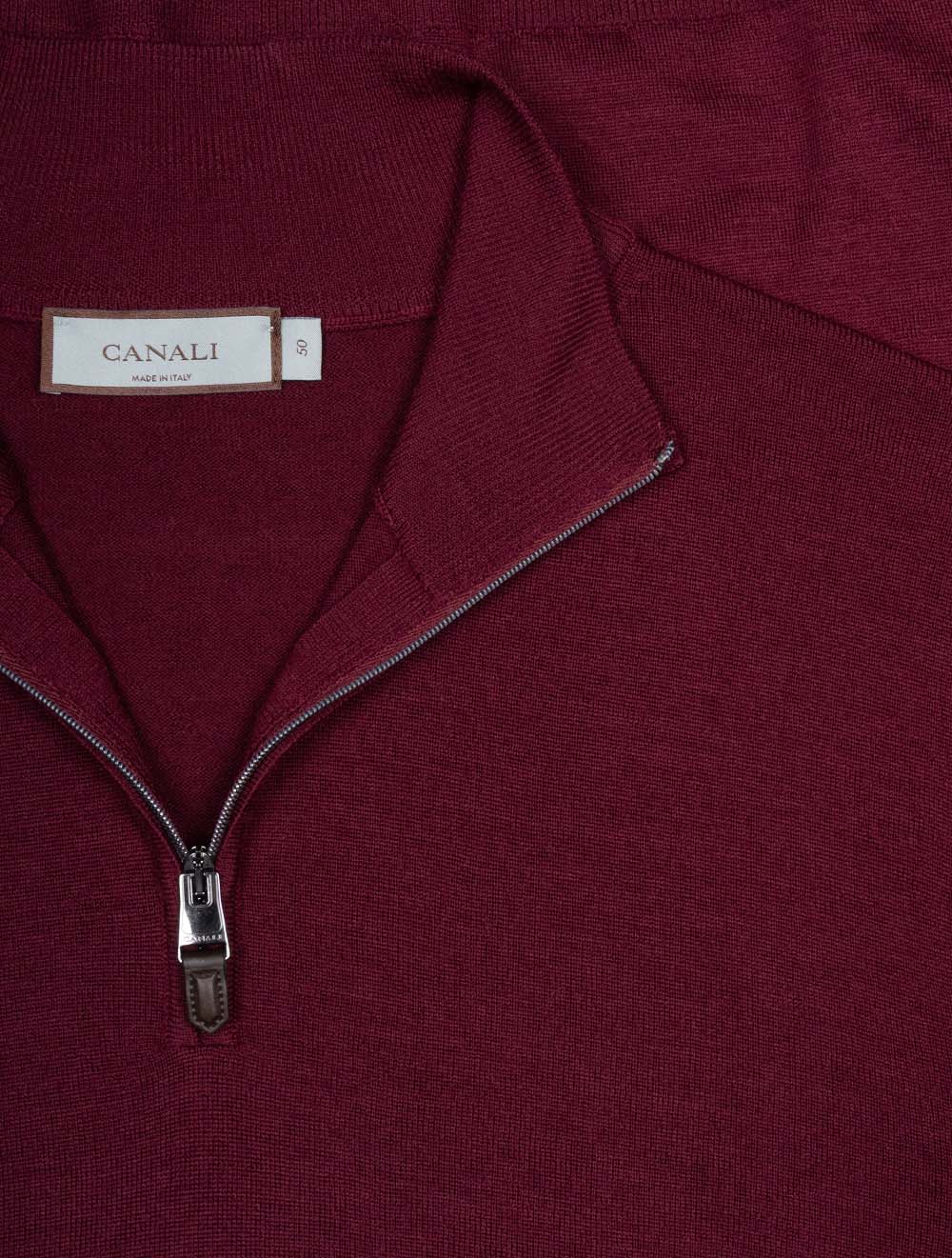 Pure Wool Half Zip Knit Wine