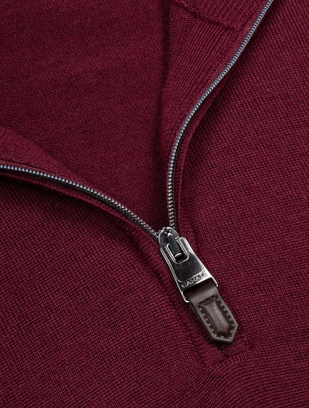 Pure Wool Half Zip Knit Wine