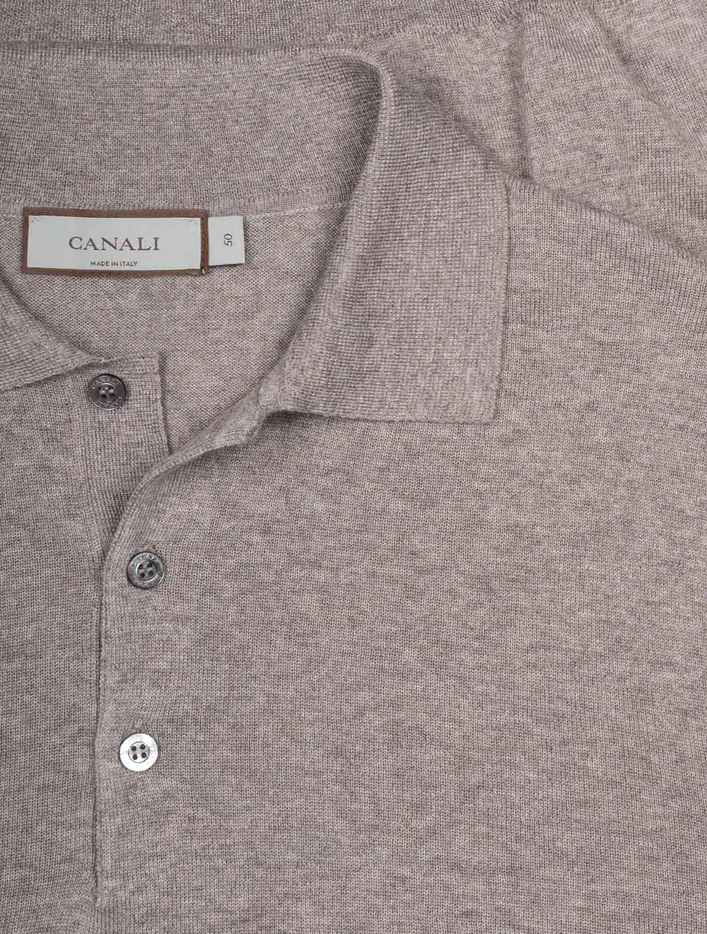 Canali Pure Wool Half Zip Knit Beige
