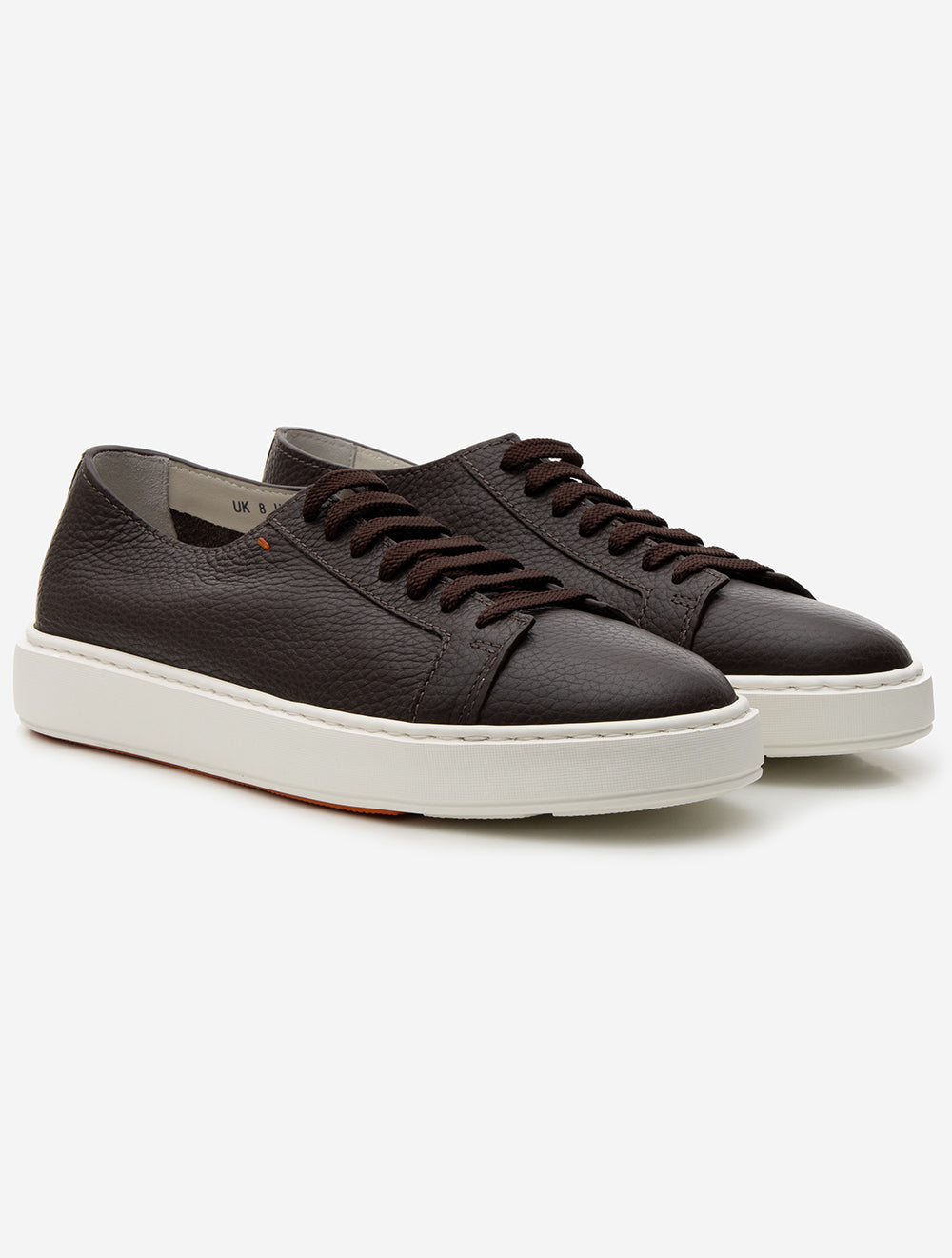 Santoni Tumbled Leather Sneaker Dark Brown