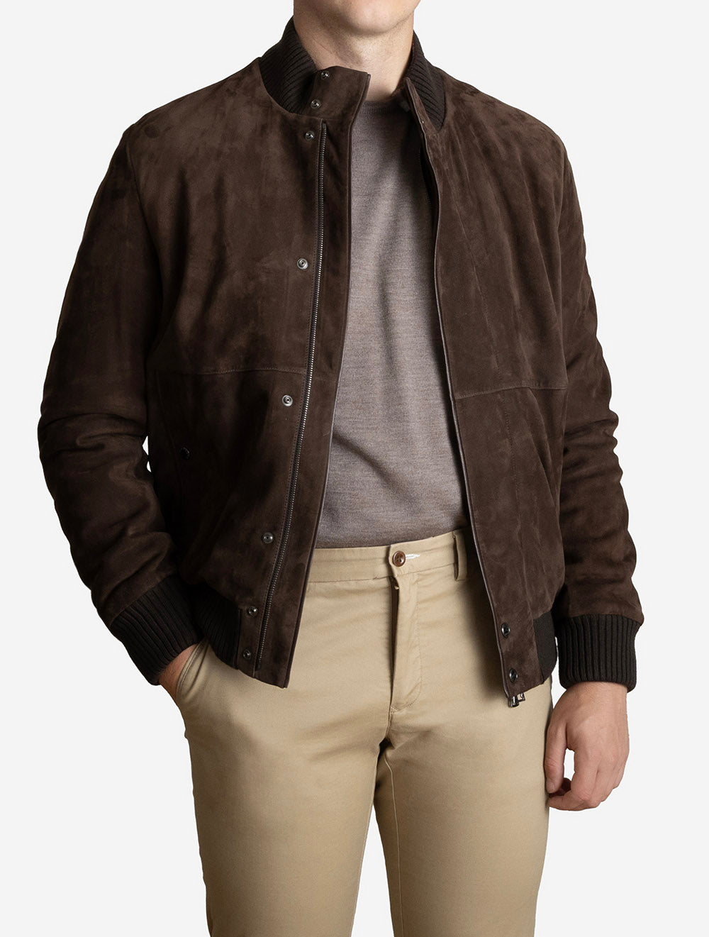 Suede Leather Jacket Brown