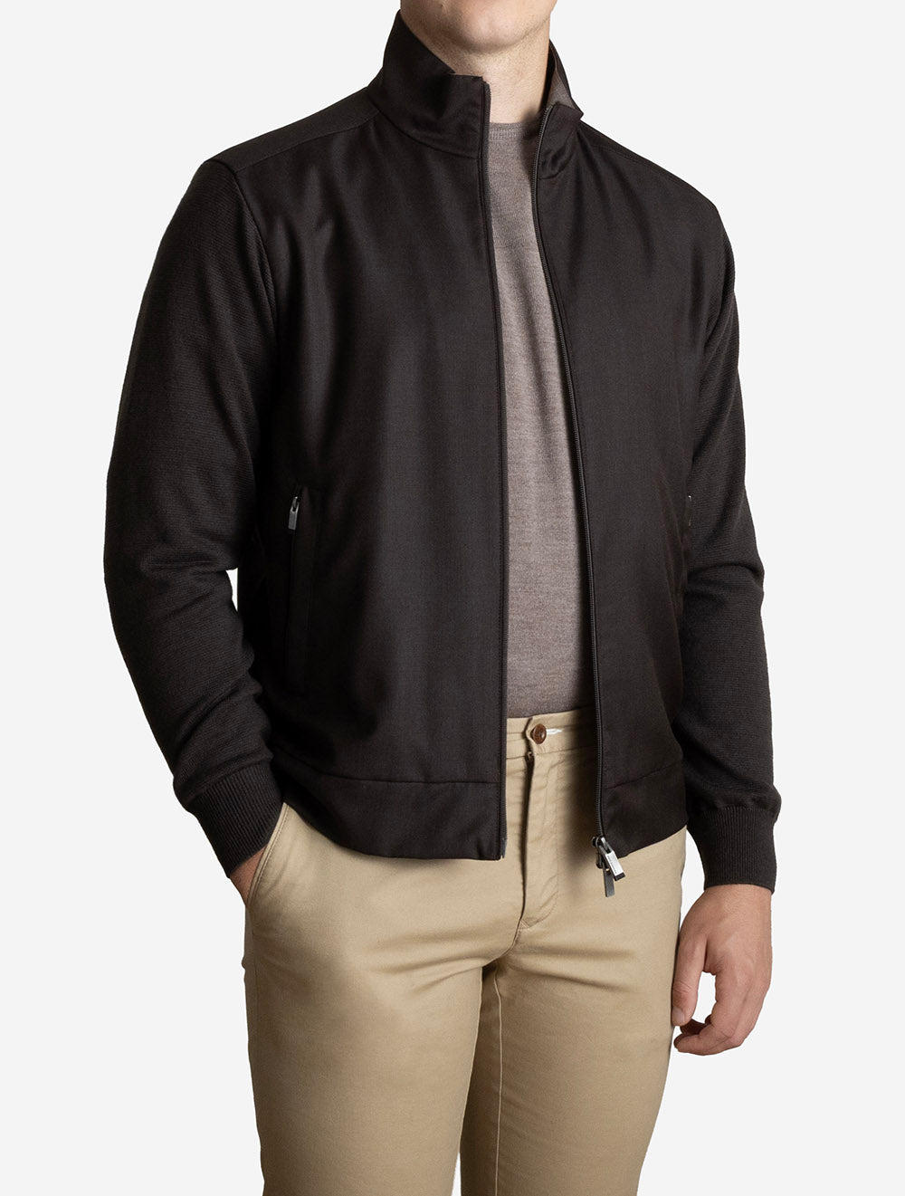 Hybrid Wool Blouson Brown