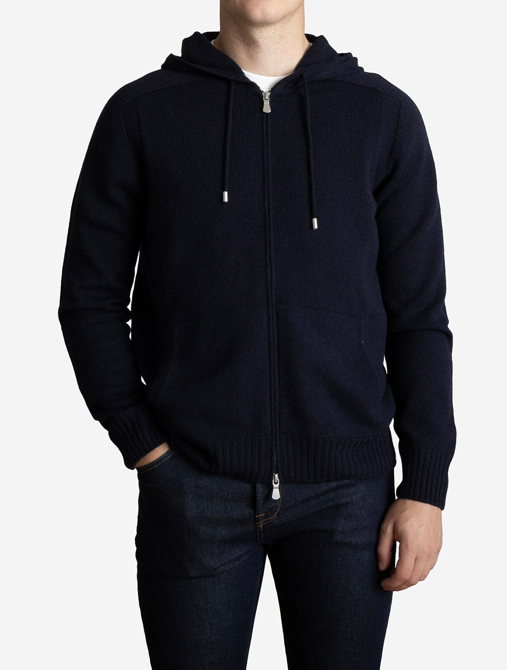 Hooded Zip Cardigan Navy