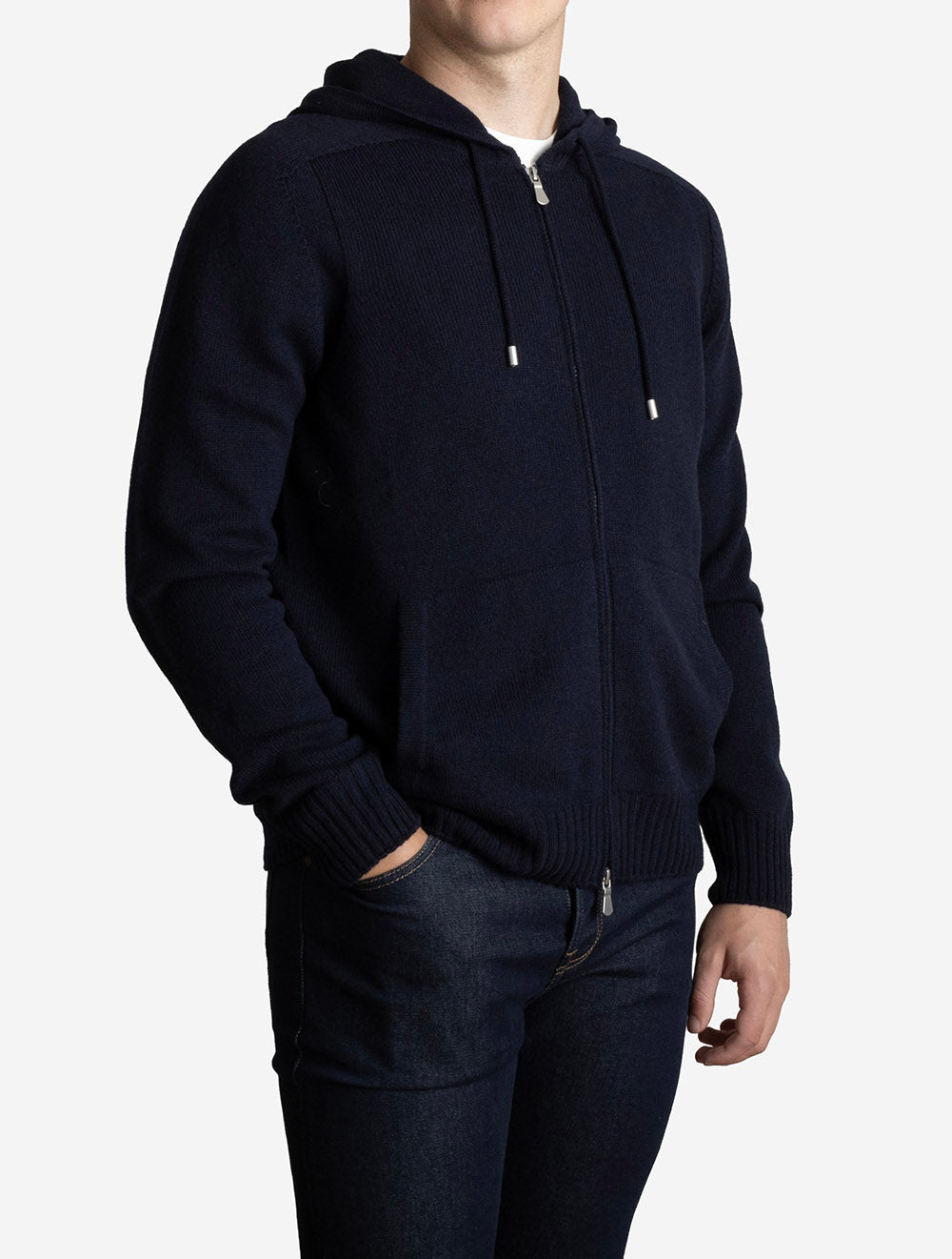 Hooded Zip Cardigan Navy