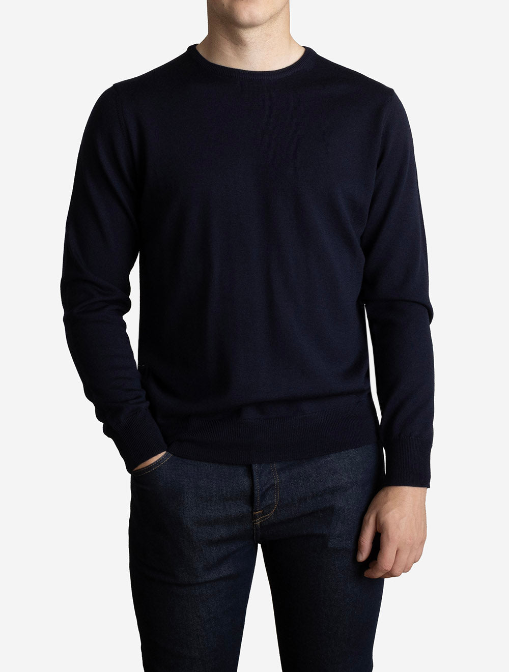 Merino Wool Crew Neck Navy
